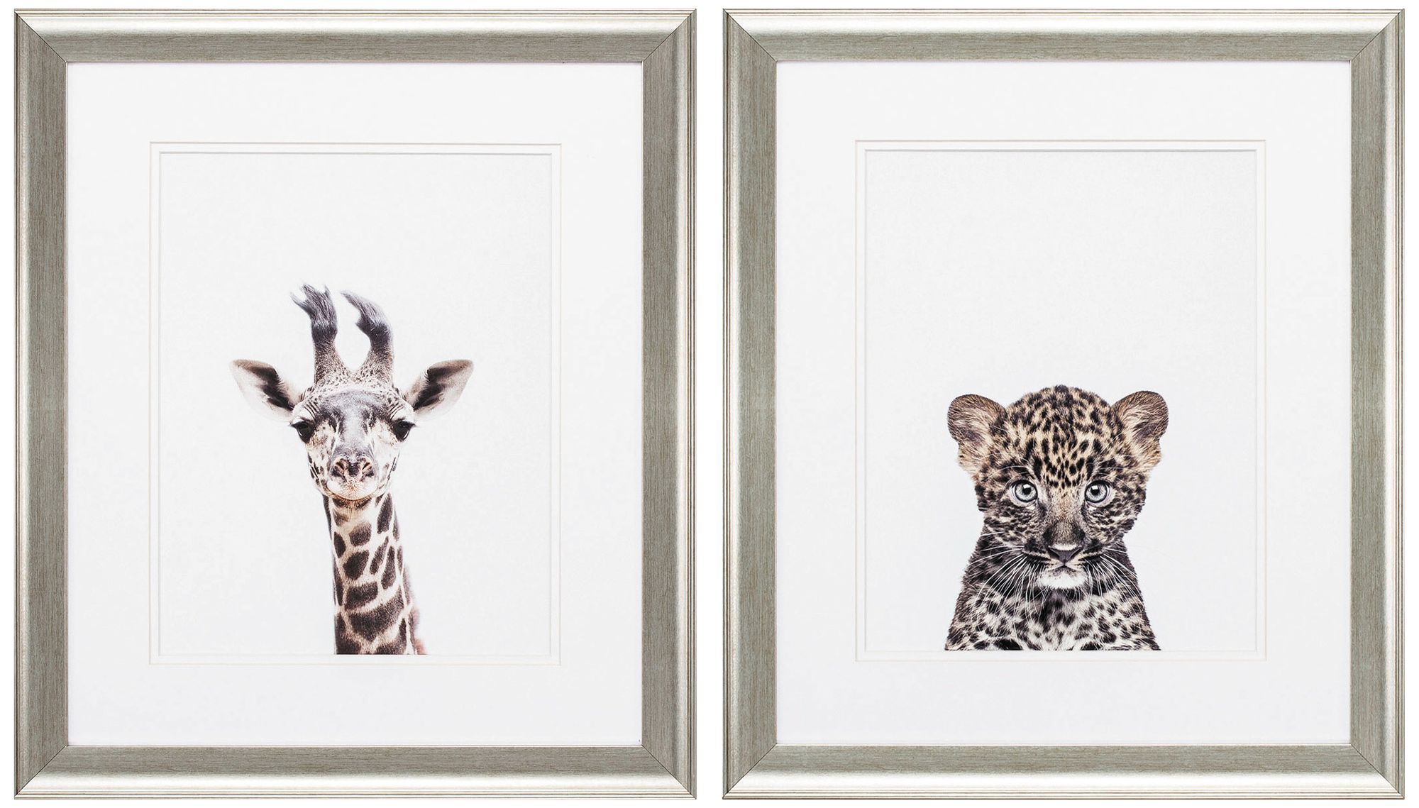 Giraffe Leopard 22" High 2-Piece Framed Wall Art Set