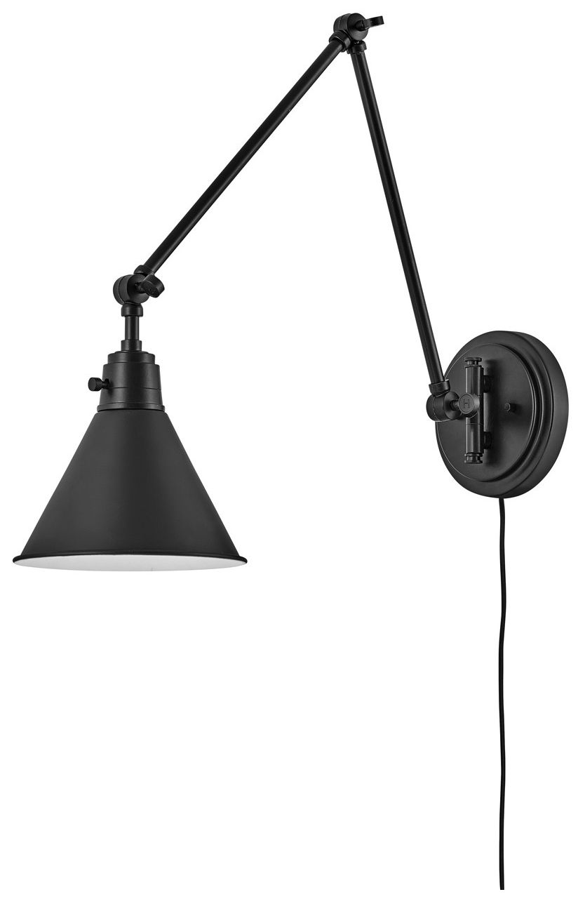 Hinkley Arti Black Joint Arm Hardwire Wall Lamp