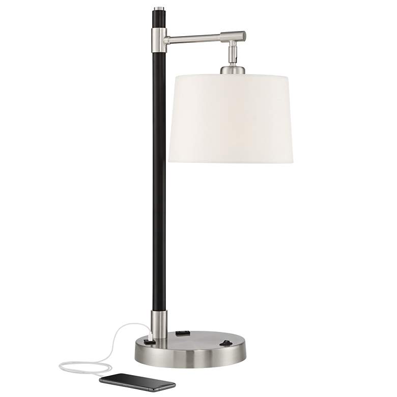 Image 2 Possini Euro Lexis Black Desk Lamp with USB Port and Outlet