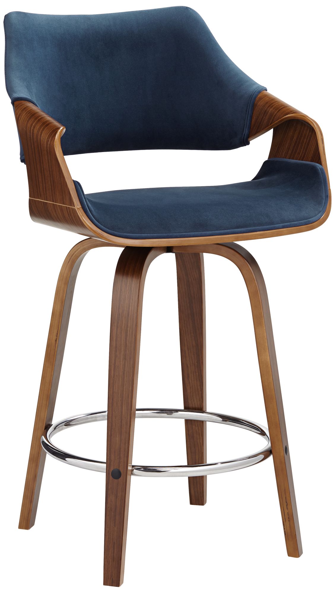 Studio 55d 55 Downing Street Westin 25 3/4" Blue Velvet Swivel Counter Stool