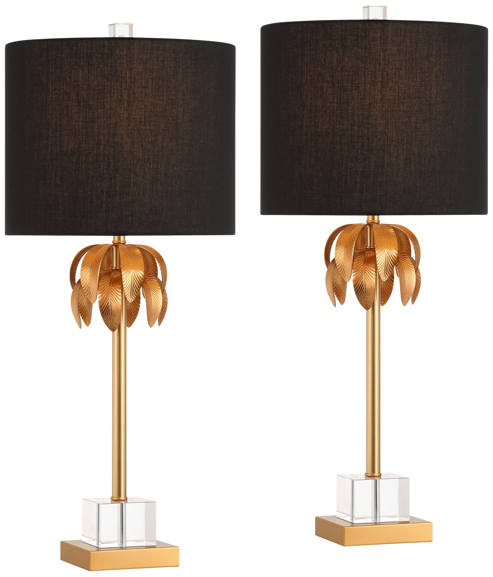Vienna Full Spectrum Monaco 27 1/2"h Crystal Brass Table Lamp Set Of 2
