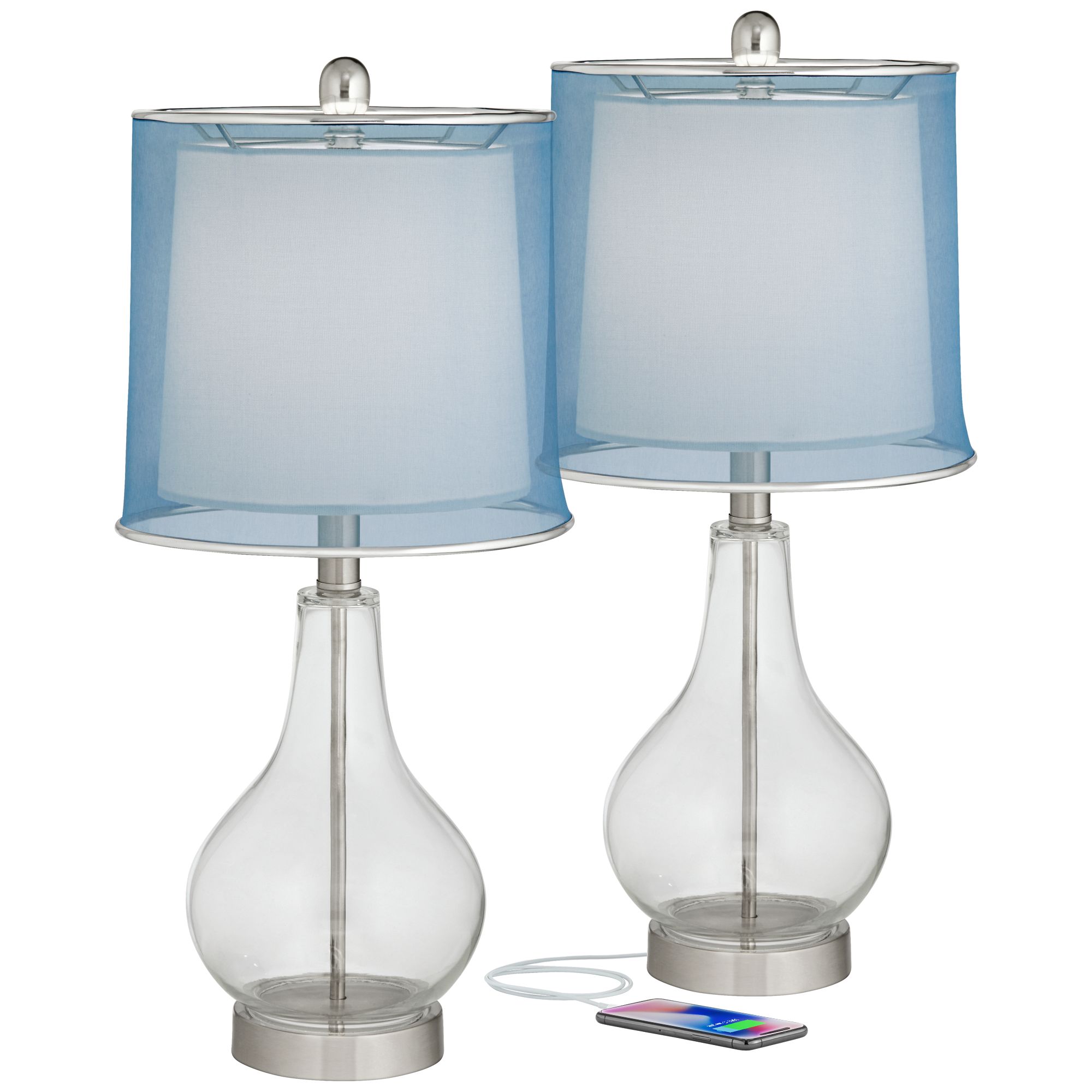 clear blue glass table lamps