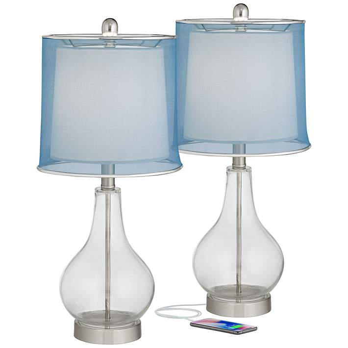 Ledger Clear Glass Blue Shade Accent, Blue Table Lamp Shade
