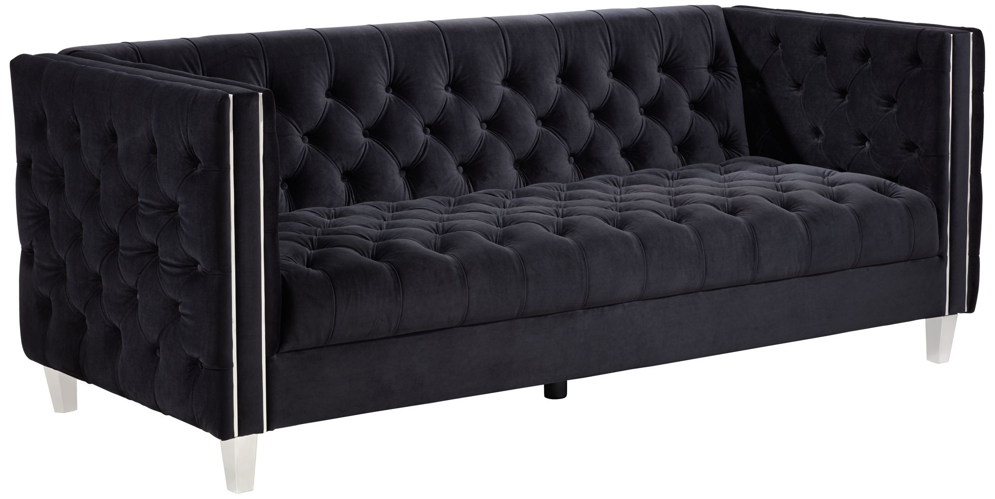 City Black Velvet Tufted Sofa - #79C76 | Lamps Plus
