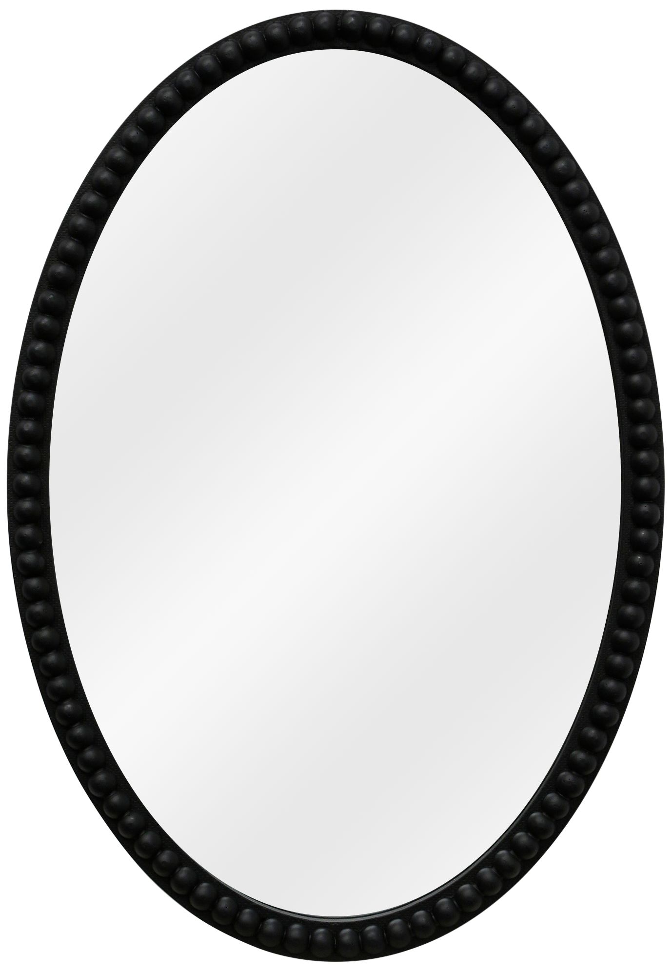 Semi-Gloss Black Beaded 17 1/4" x 25 Oval Wall Mirror