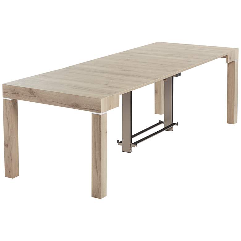 Image 3 Modern Distressed Natural 4-Leaf Extension Dining Table