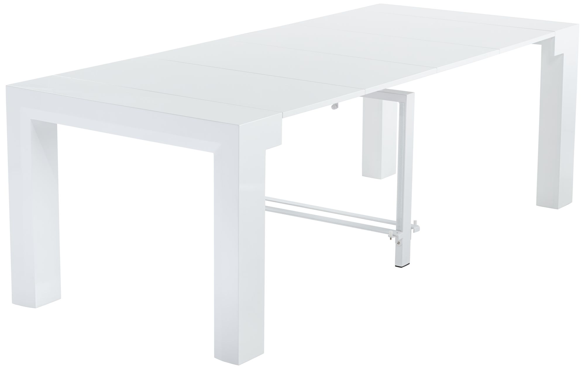 Modern Distressed White 4-Leaf Extension Dining Table