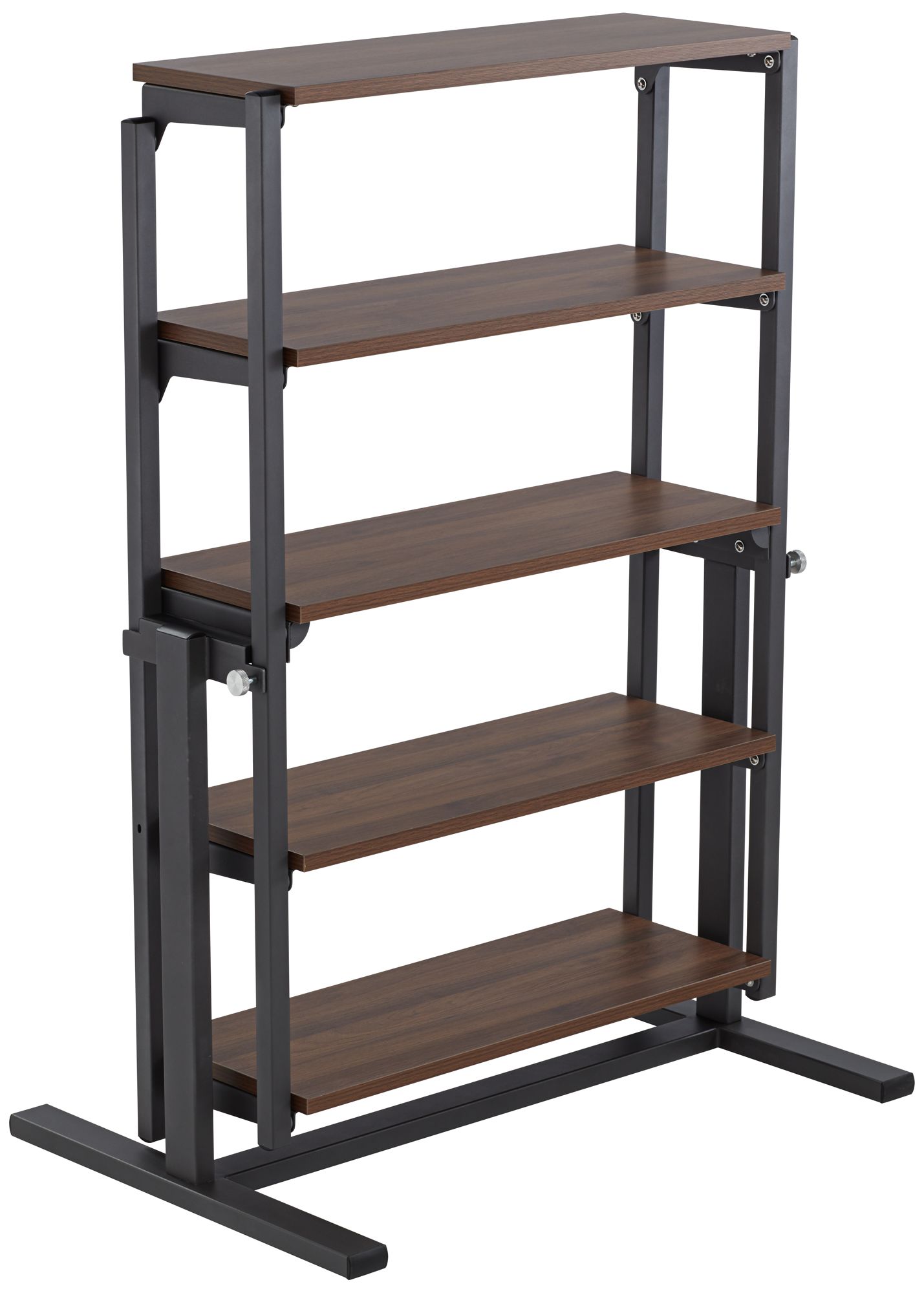 Convertible Walnut and Gray Bookshelf Dining Table