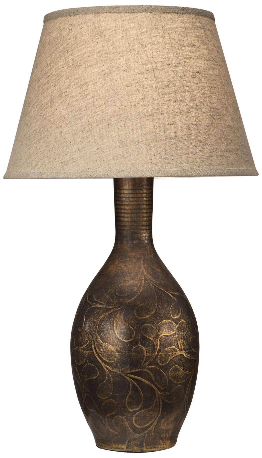 Rue Corrale Brown Walnut LED Vase Table Lamp