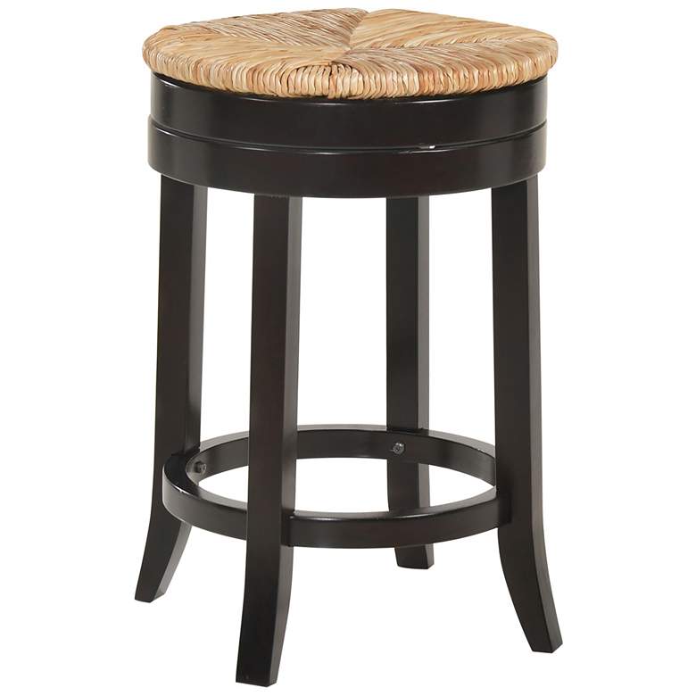 Irving 24&quot; Espresso Wood and Rush Swivel Counter Stool