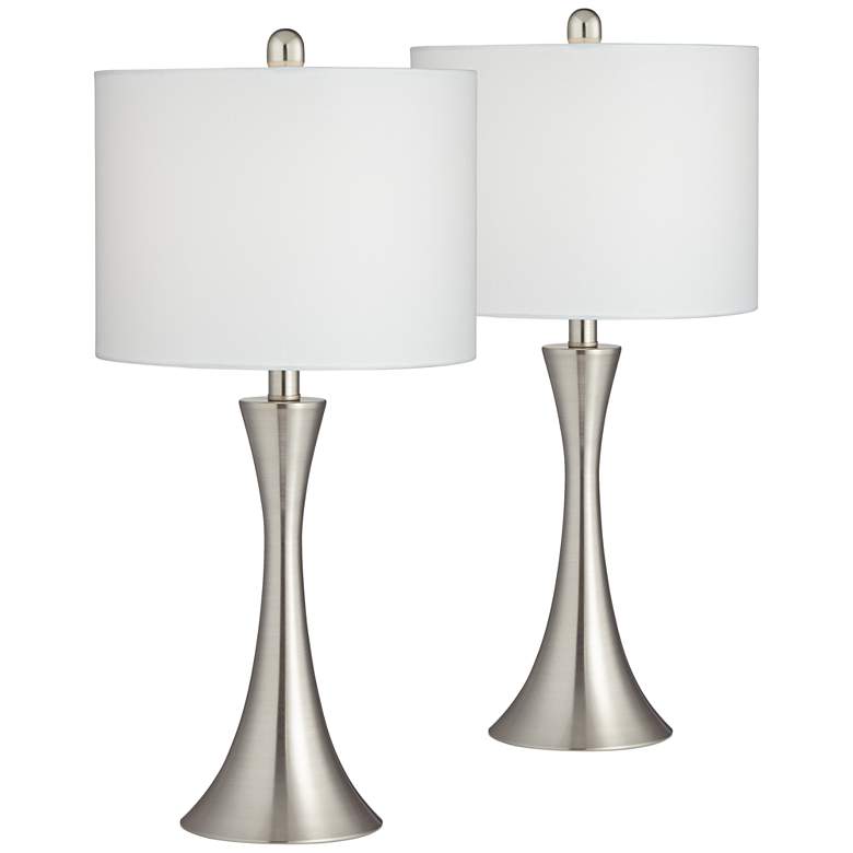 Image 2 Gerson Brushed Nickel LED Table Lamps with Dimmers Set of 2