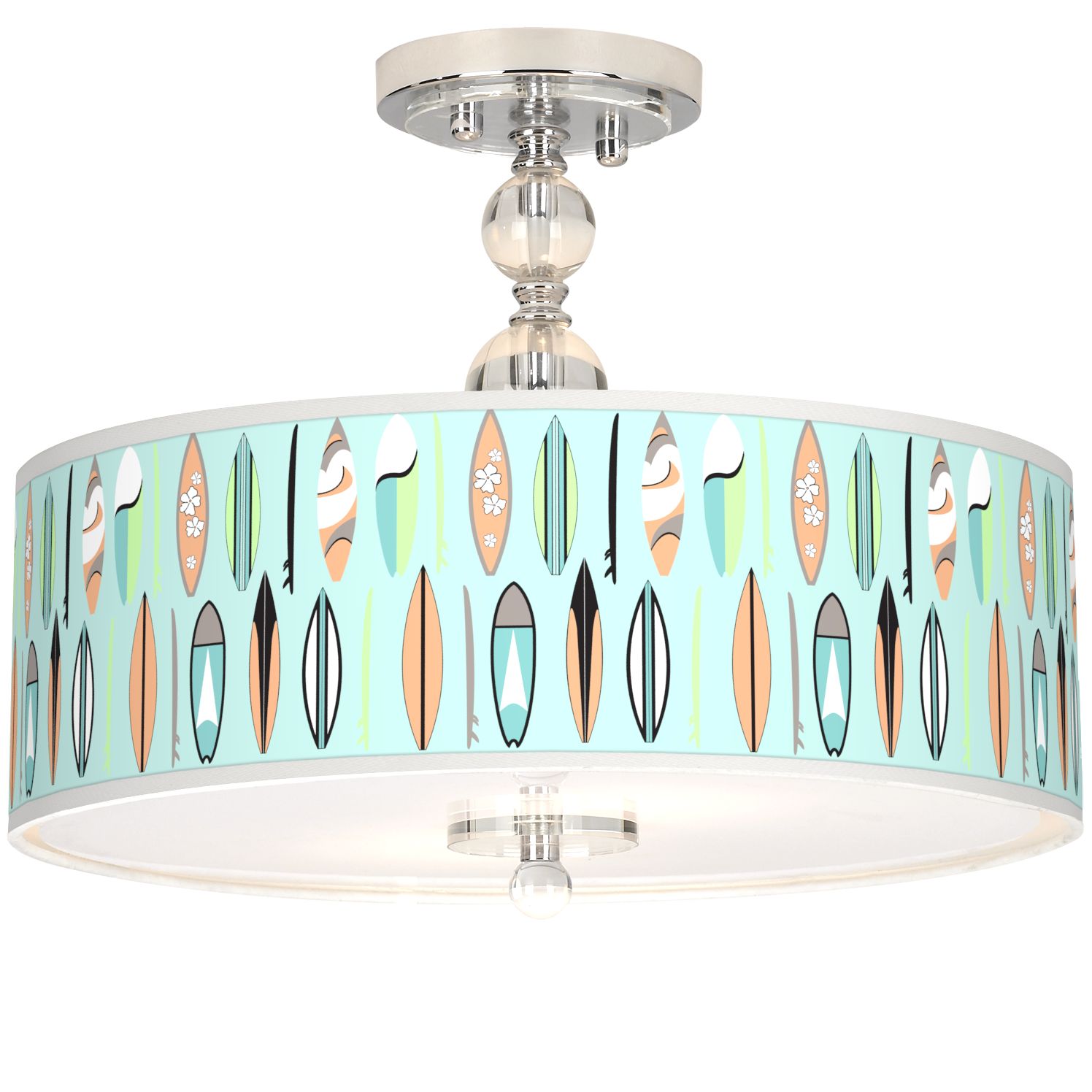 Retro Surf Giclee 16" Wide Semi-Flush Ceiling Light