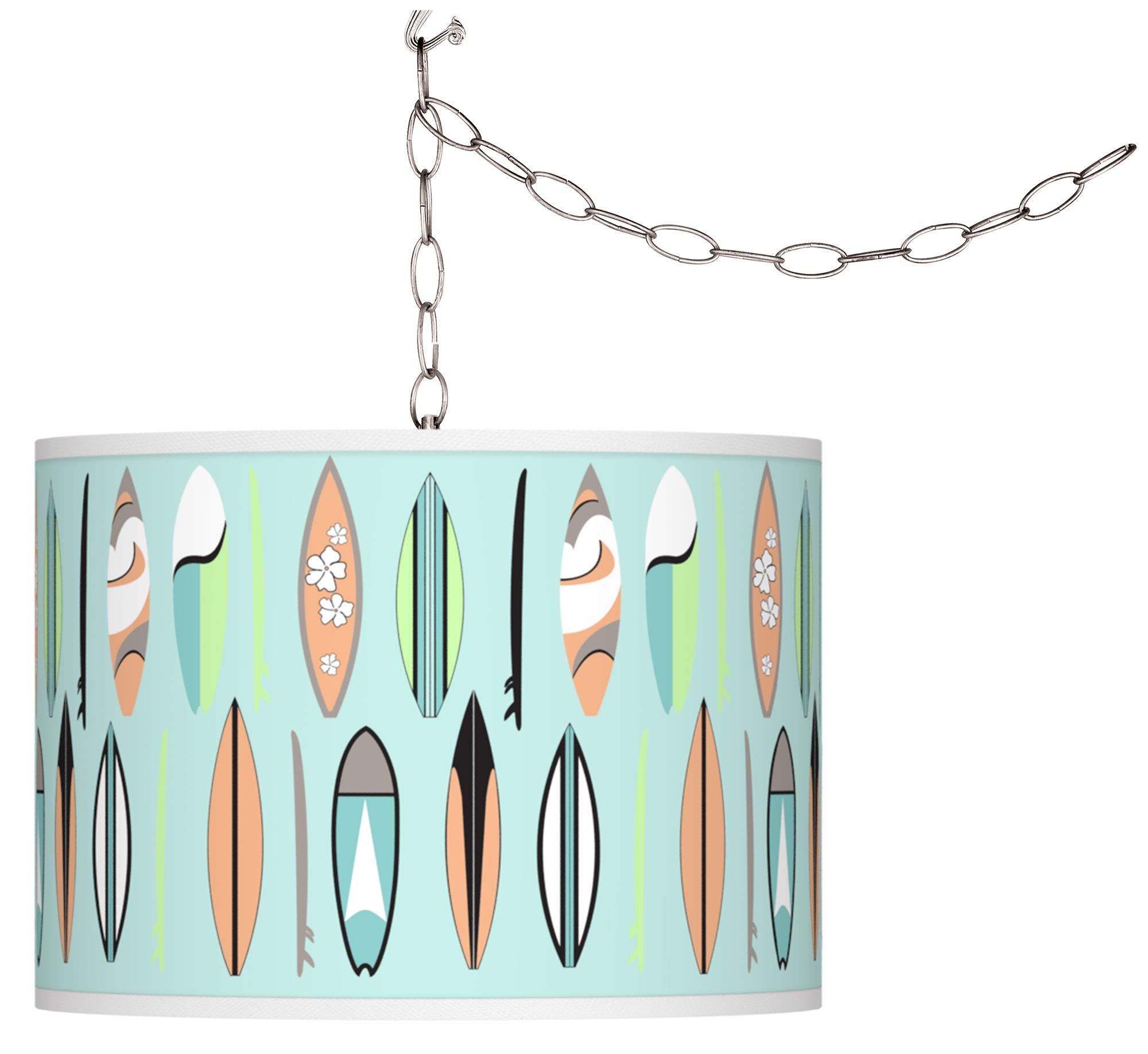 Retro Surf Giclee Glow Plug-In Swag Pendant