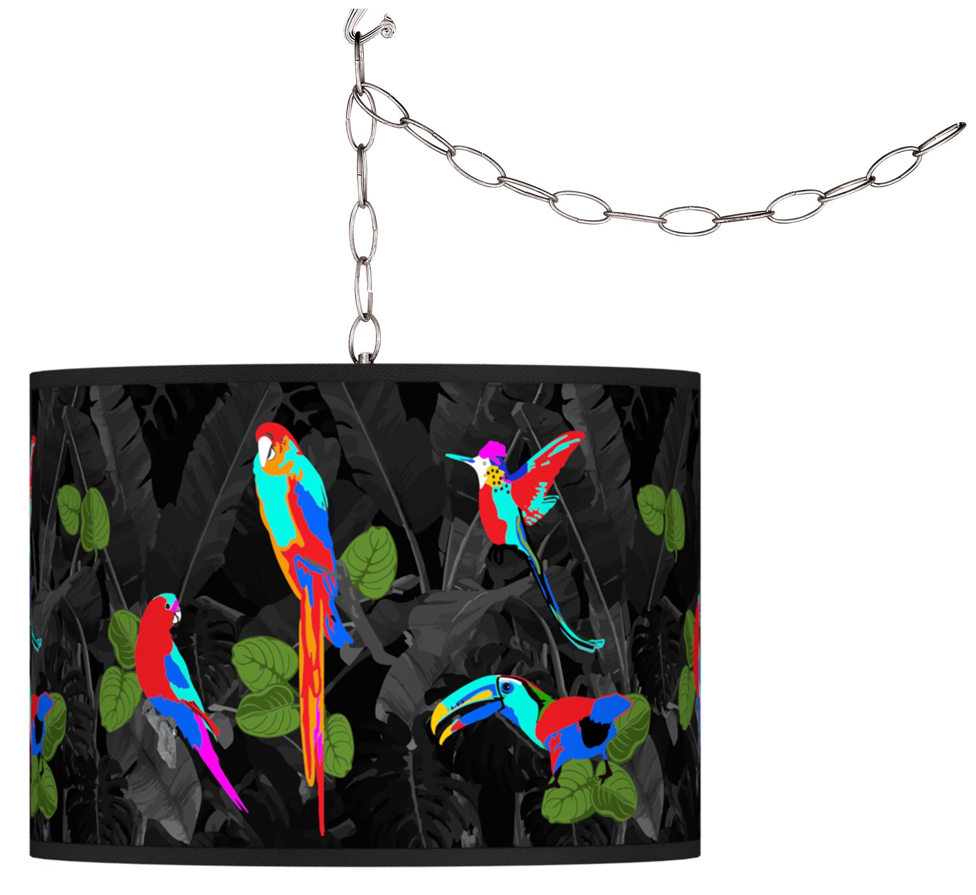 Swag Style Paradiso Giclee Shade Plug-In Chandelier