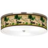 Bear Lodge Giclee Nickel 20 1/4&quot; Wide Ceiling Light