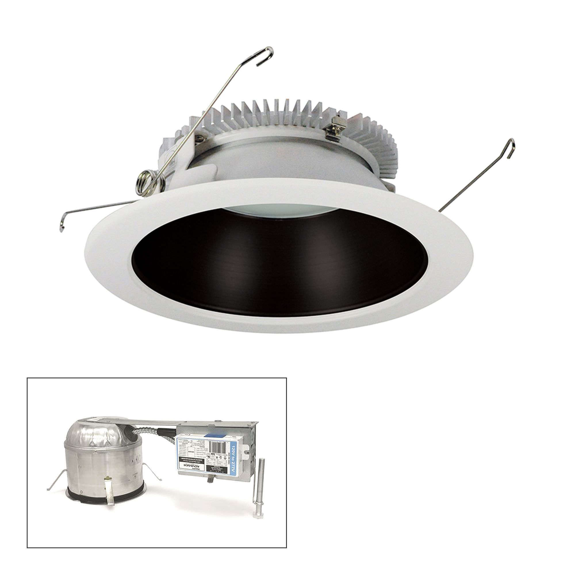 Cobalt 6" Black-White 2000lm LED Round Remodel Recessed Kit