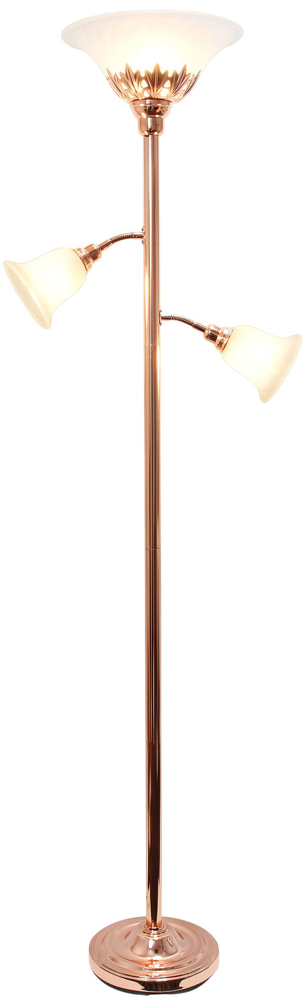 Elegant Designs Rose Gold 3 Light Torchiere Floor Lamp 79k26
