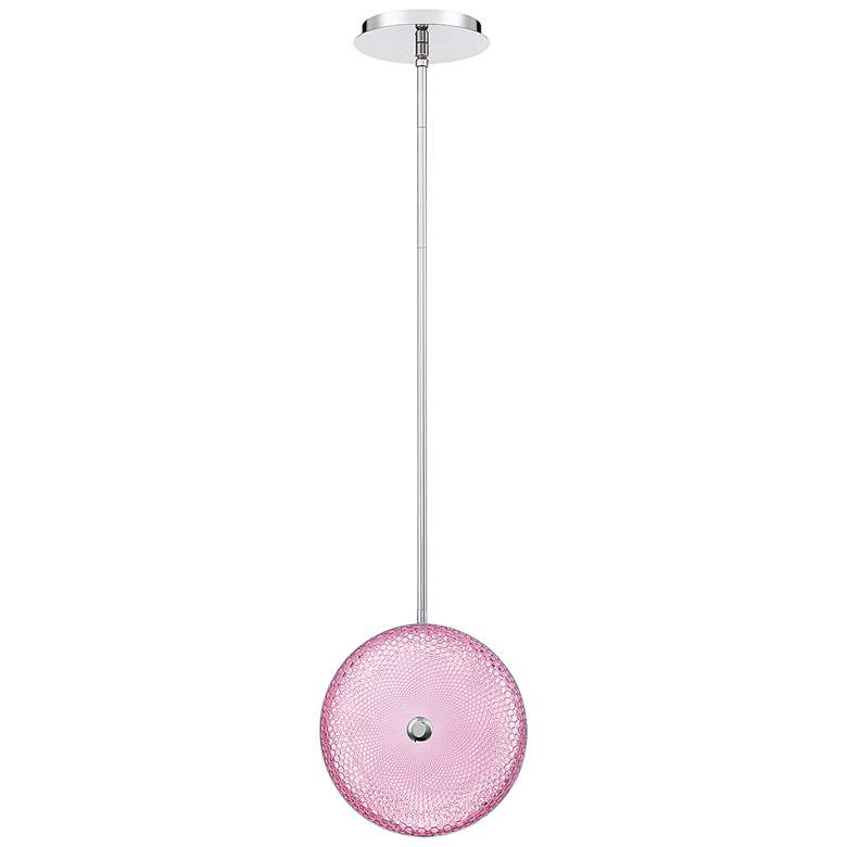 Caledonia 10&quot;W Pink Honeycomb Glass LED Mini Pendant Light