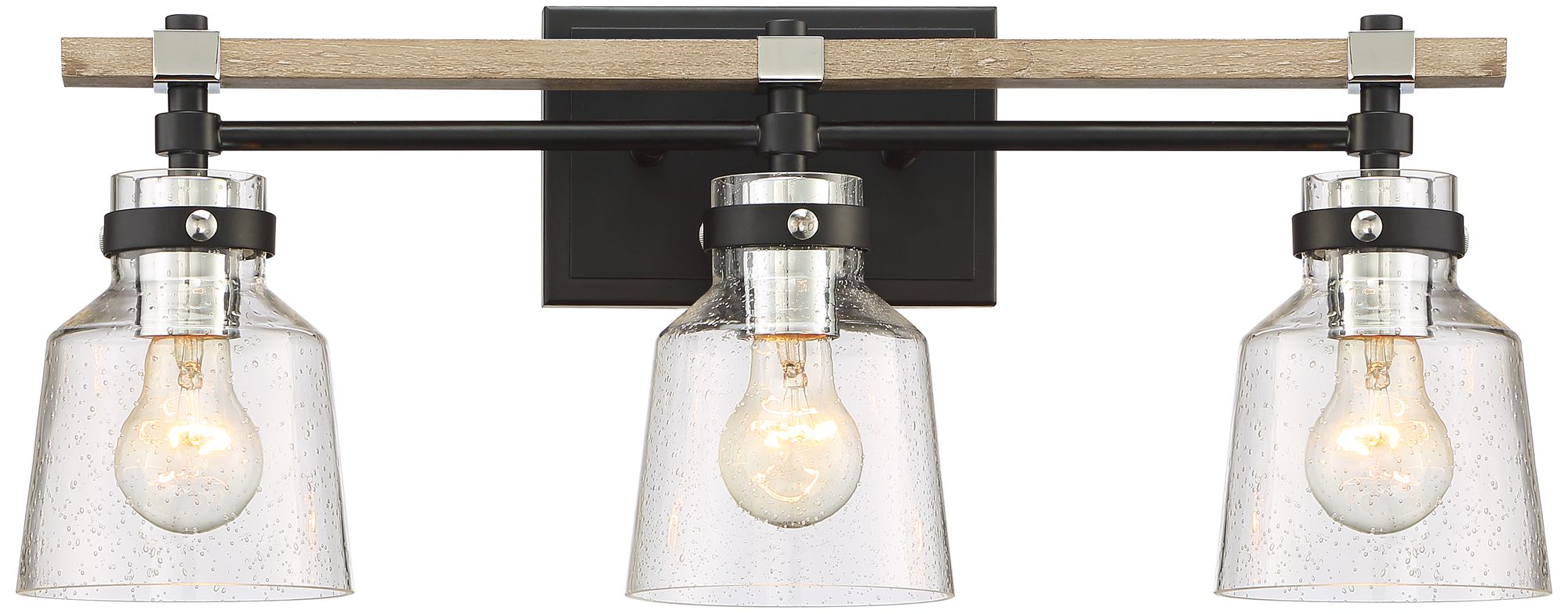 Broadway 23" Wide Black and Painted Wood 3-Light Bath Light