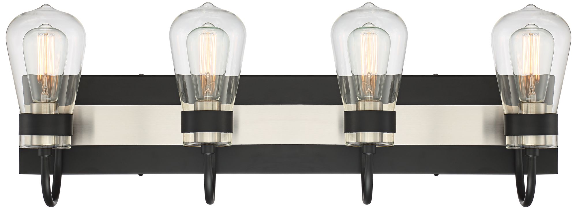 Zen 32"W Matte Black and Brushed Nickel 4-Light Bath Light