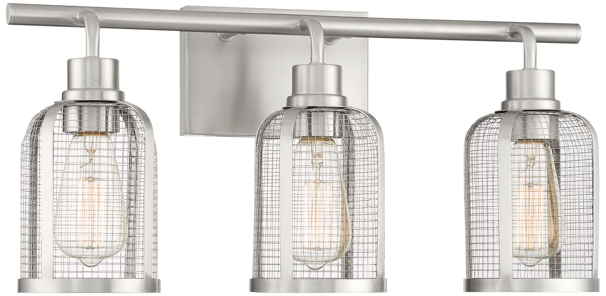 Possini Euro Werden 21" Wide Nickel Mesh 3-Light Bath Light