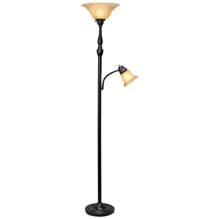 Elegant Designs Bronze 2 Light, 2 Light Torchiere Floor Lamp