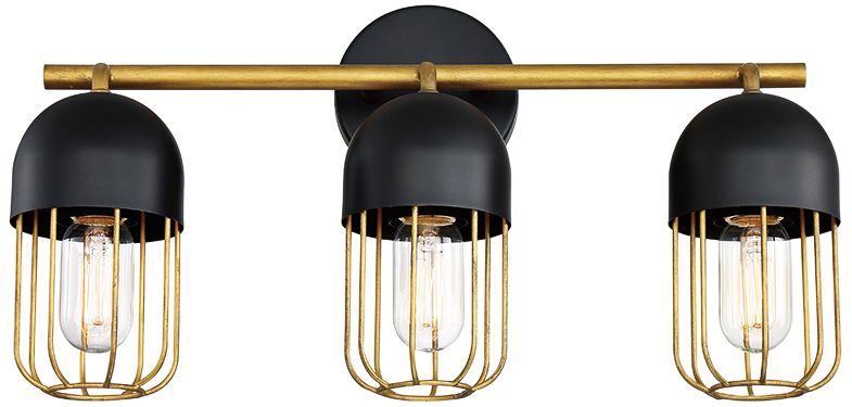 Palmerston 19 1/4" Wide Black and Gold 3-Light Bath Light