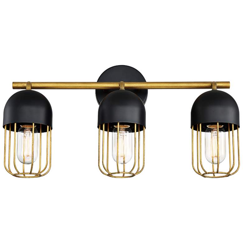 Palmerston 19 1/4&quot; Wide Black and Gold 3-Light Bath Light