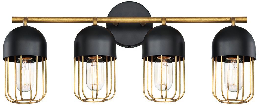 Palmerston 23 1/4" Wide Black and Gold 4Light Bath Light 79V03