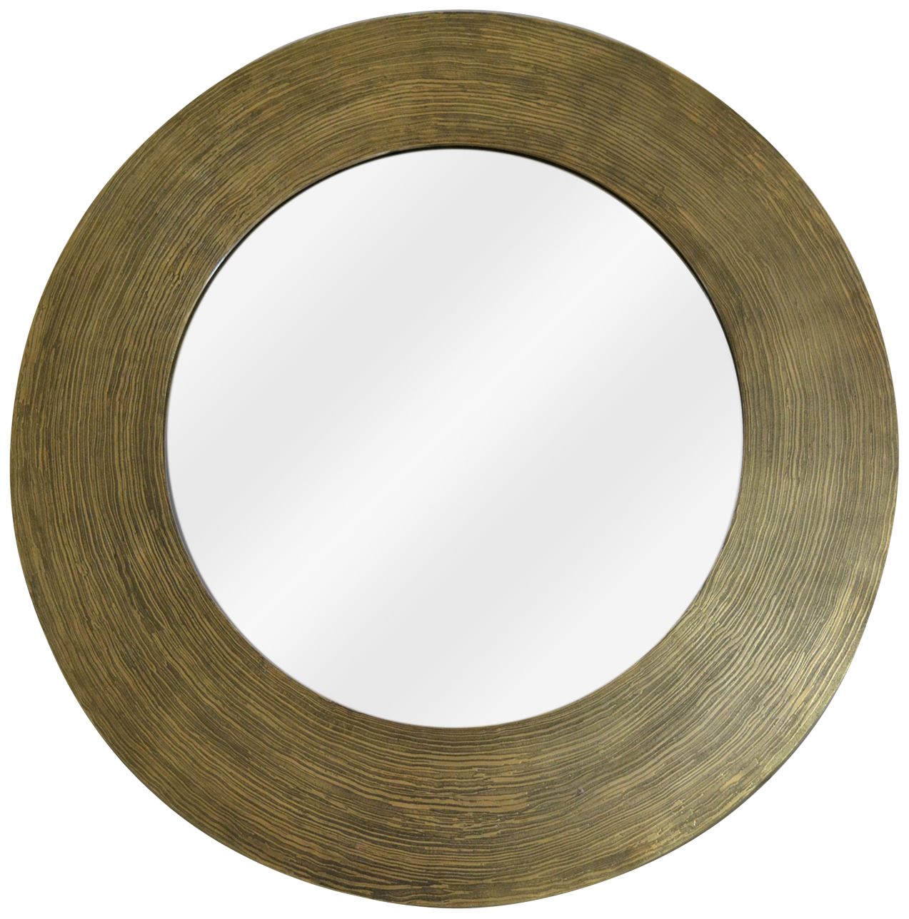 Hutton I Textured Antique Brass 35" Round Wall Mirror