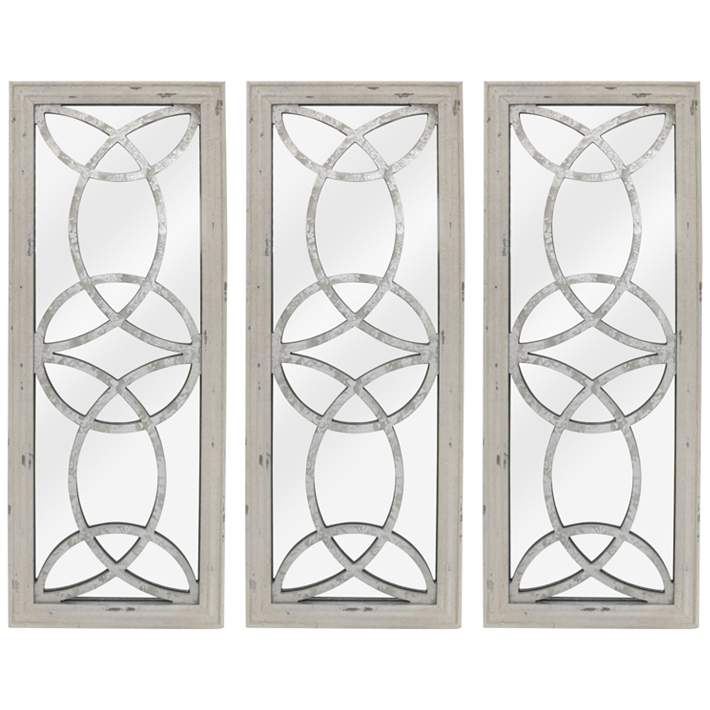 Depiction White 11 3 4 X 31 1 2 Wall Mirrors Set Of 79v58 Lamps Plus - Gray Wall Mirror Set