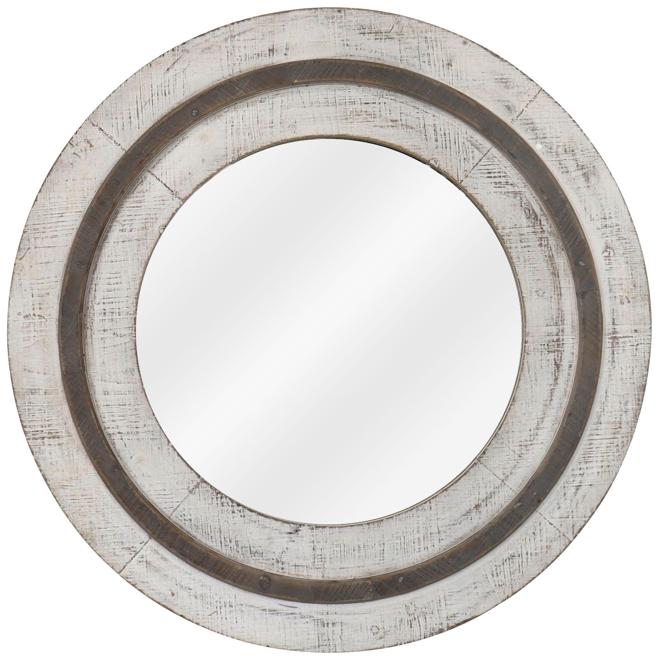 Turning Reflection Natural White 31 1/2" Round Wall Mirror