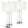 Watkin Clear Glass Column USB LED Table Lamps Set of 2