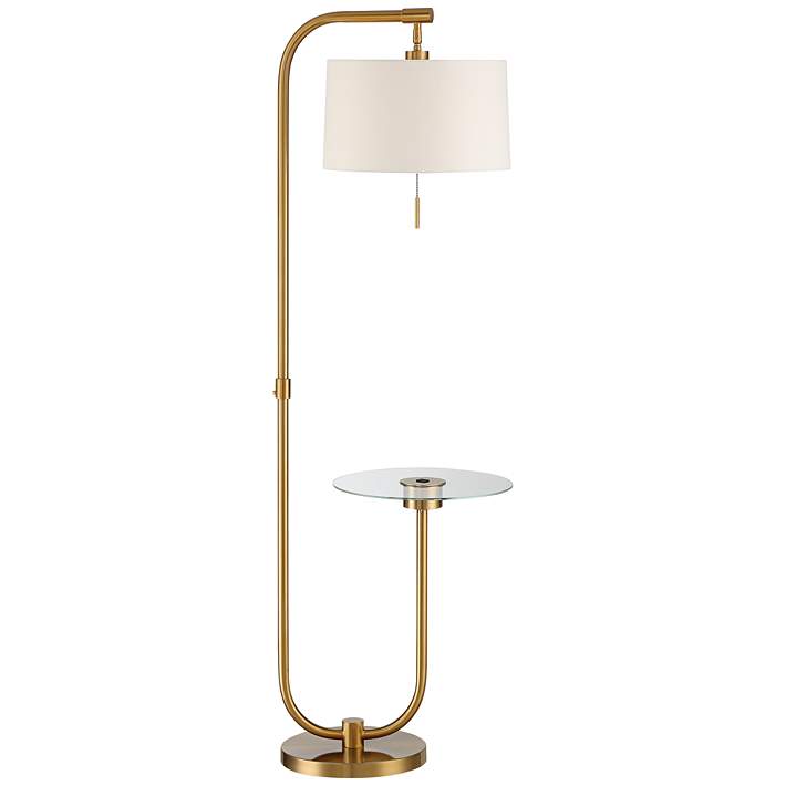 Possini Euro Volta Antique Brass Usb, Possini Floor Lamp With Table