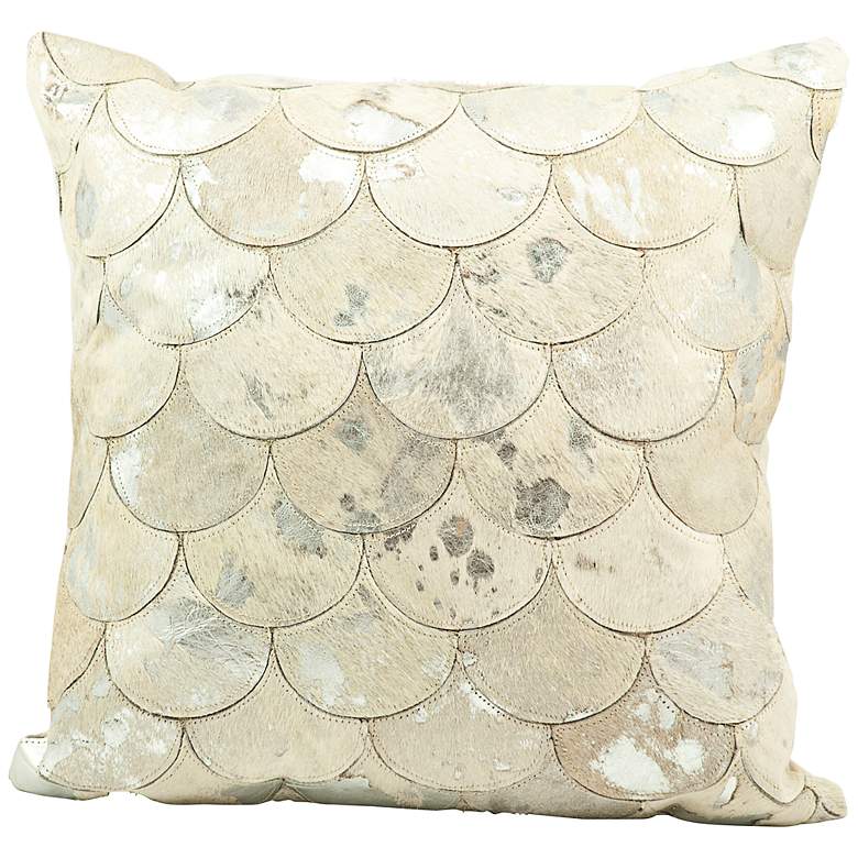 Mina Victory Silver Scale 20&quot; Square Leather Pillow
