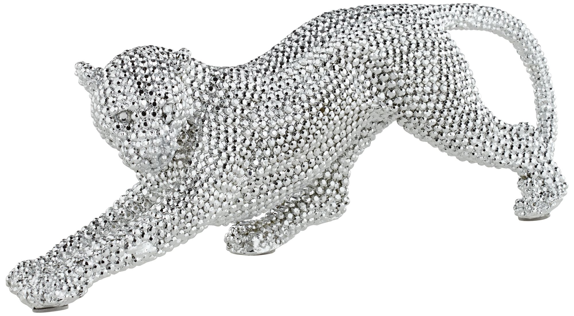 Silver Prowling Leopard 17 1/2" Wide Sculpture