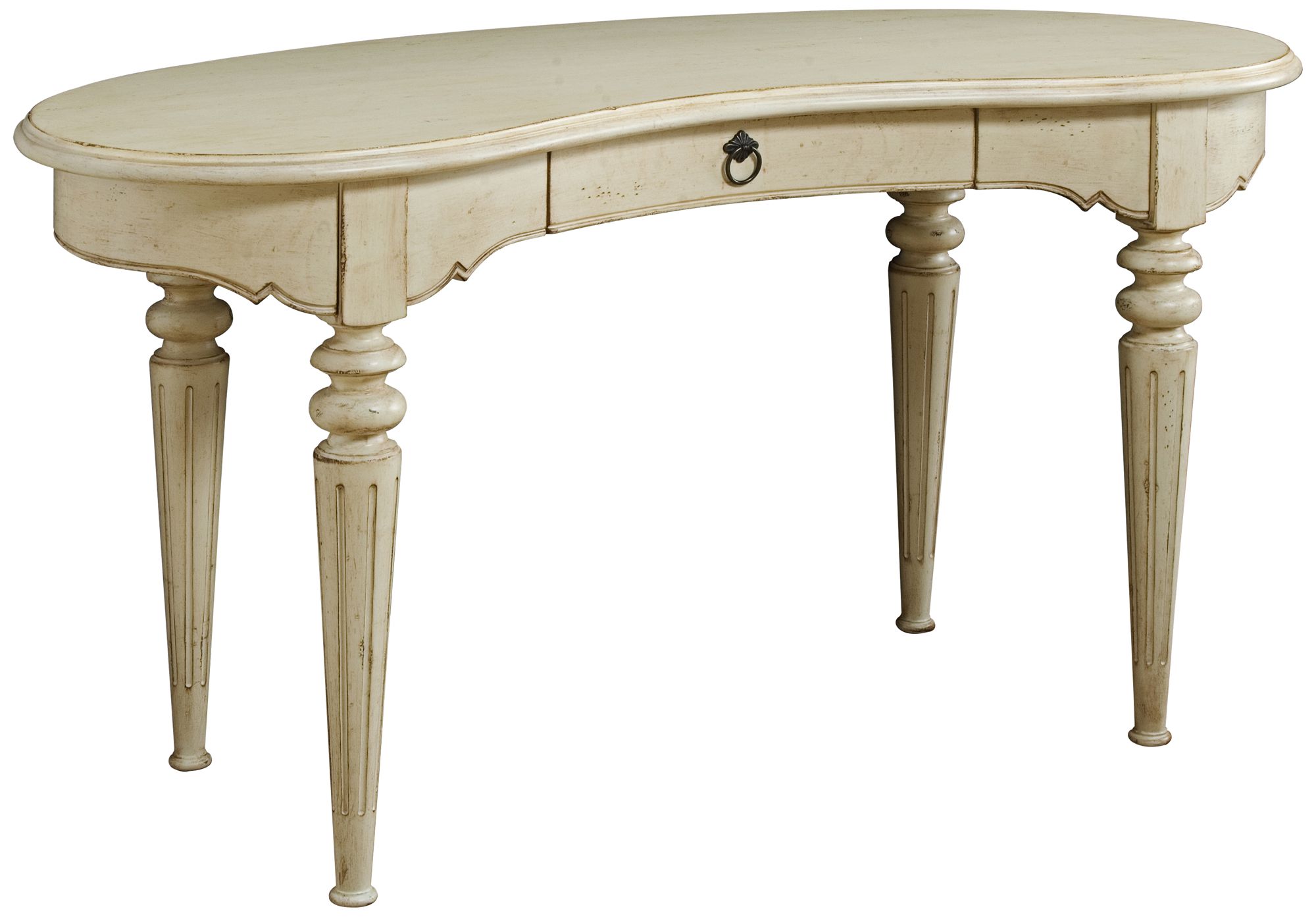 Lancaster 58" Wide Kidney-Top White Linen Writing Desk