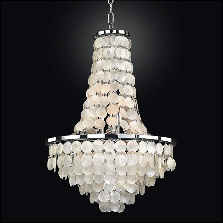 Bayside 19 Wide Silver Pearl Capiz Shell Chandelier 7g149 Lamps Plus - Elegant Capiz Shell Ceiling Light