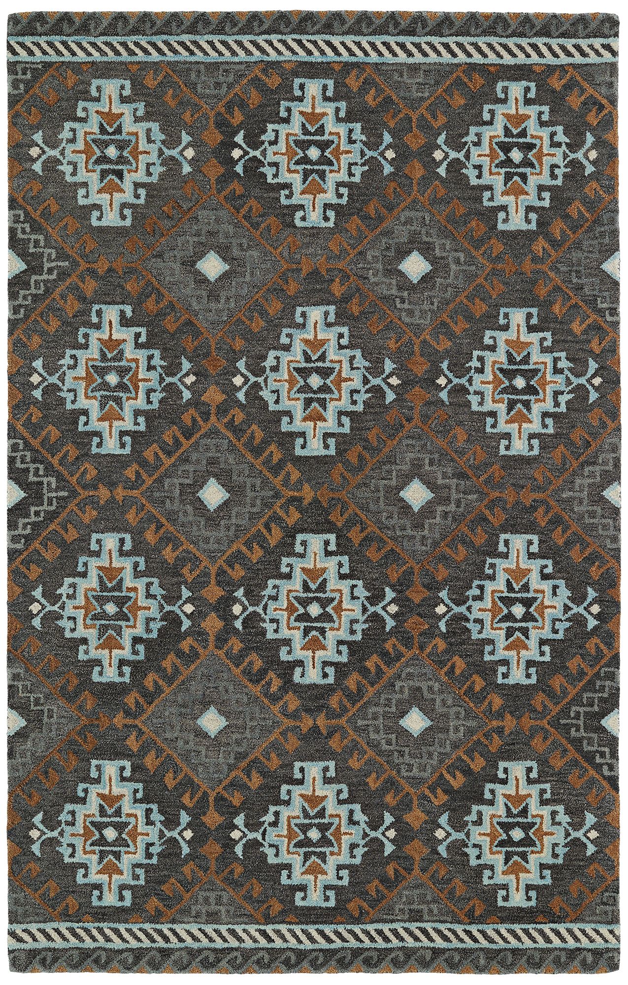 Kaleen Global Inspirations GLB07-75 Dark Gray Wool Area Rug 