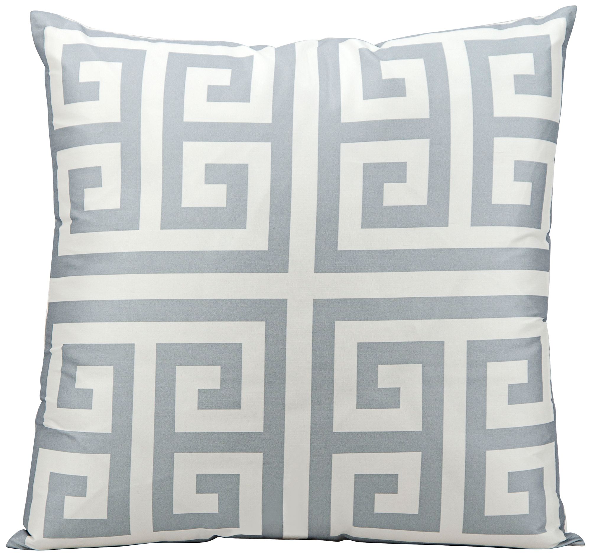 Mina Victory Greek Key 20" Square Gray Outdoor Pillow