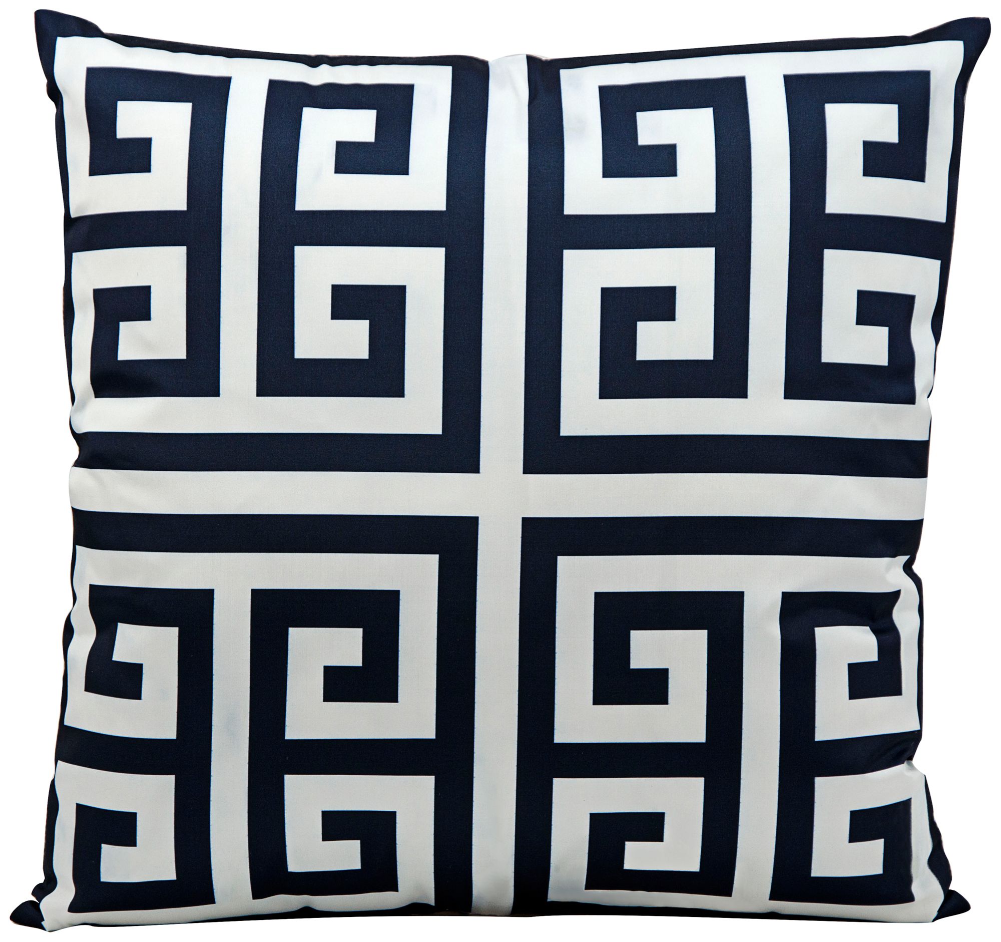 Mina Victory Greek Key 20" Square Navy Outdoor Pillow