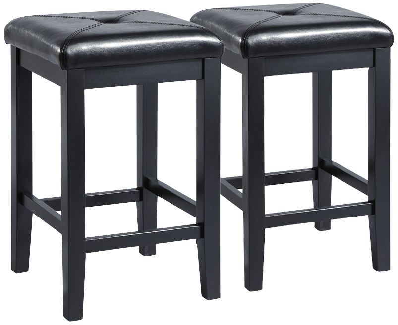 Sutton 24" Black Square Counter Stools Set of 2