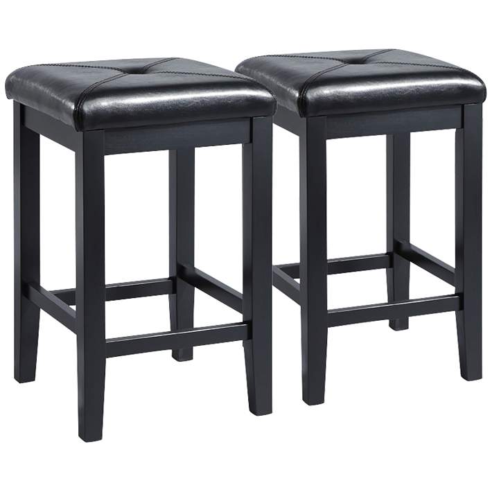 Sutton 24 Black Square Counter Stools, Lamps Plus Backless Counter Stools