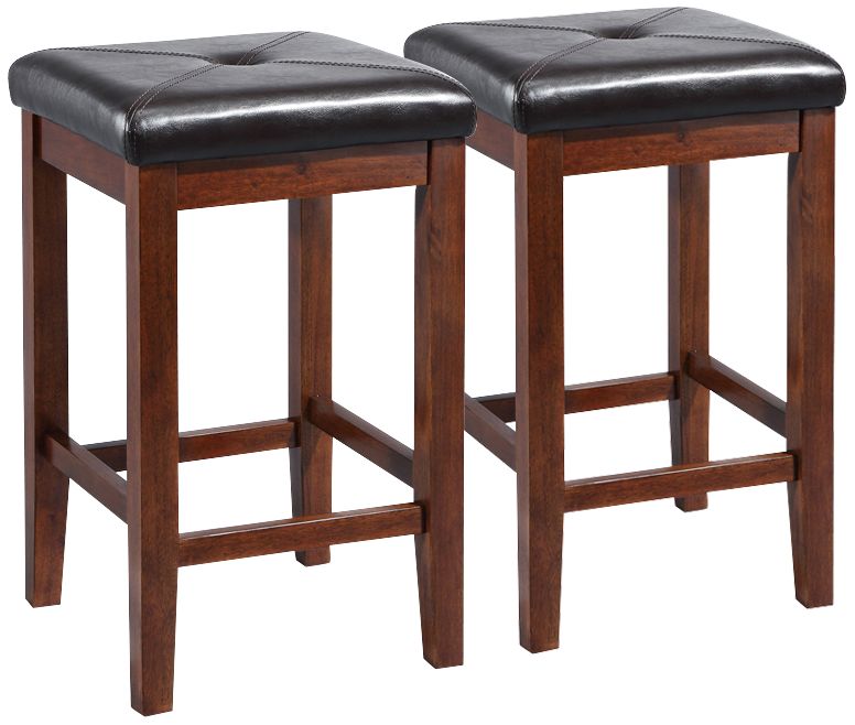 Sutton 24" Black and Mahogany Counter Stools Set of 2