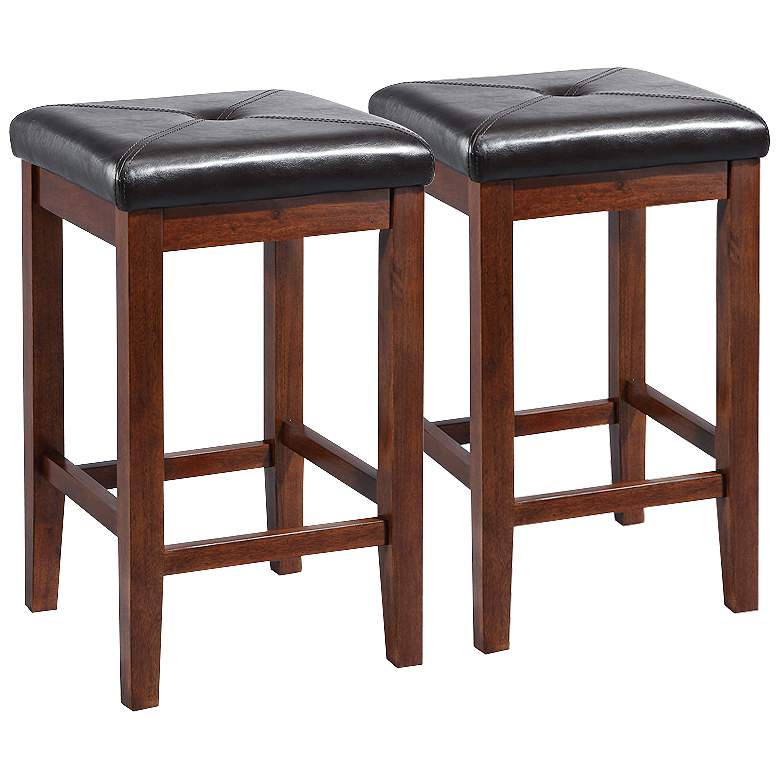 Sutton 24&quot; Black and Mahogany Counter Stools Set of 2