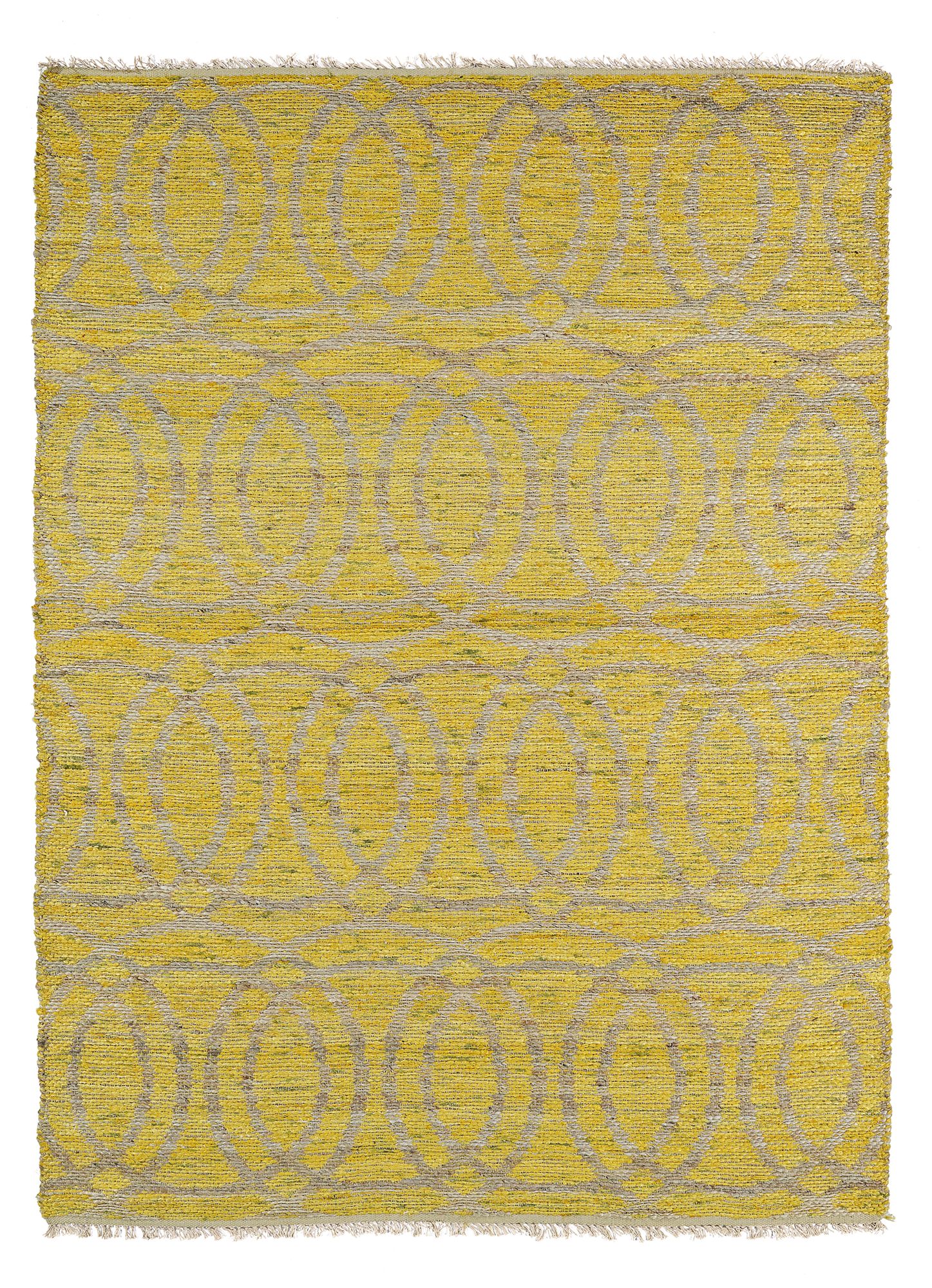 Kaleen Kenwood KEN03-28 Yellow Circles Jute Reversible Rug 