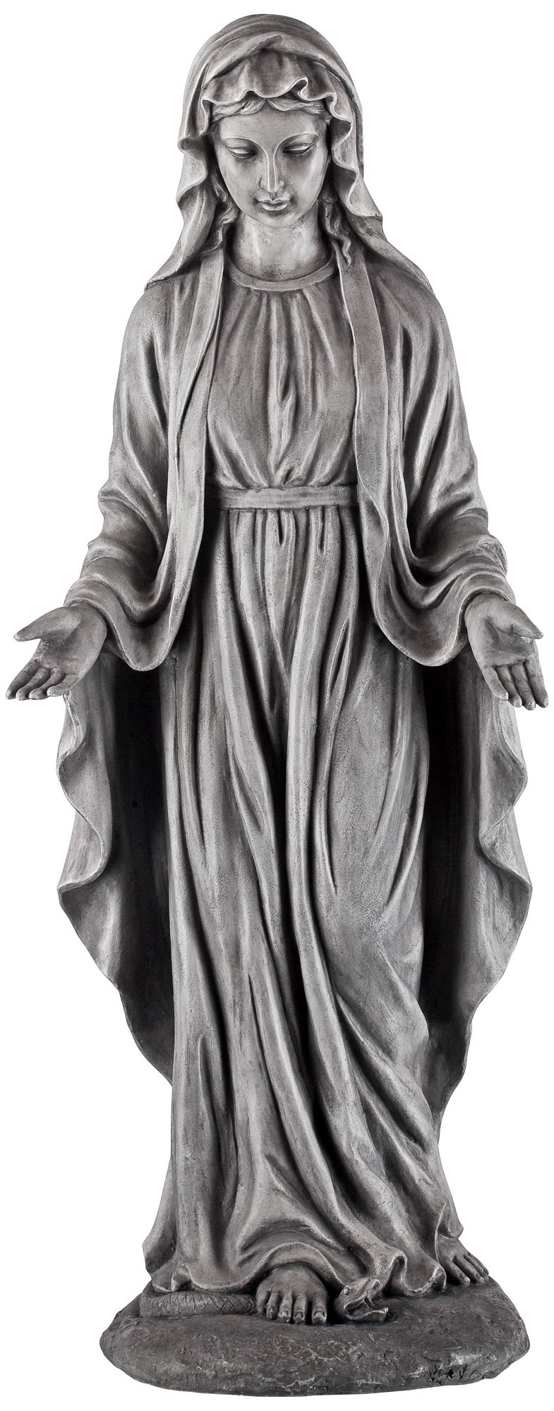 Virgin Mary Gray Stone 29" High Outdoor Statue