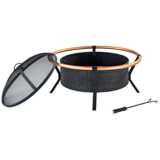 Yuma Copper Ring 30&quot; Wide Black Steel Outdoor Fire Pit