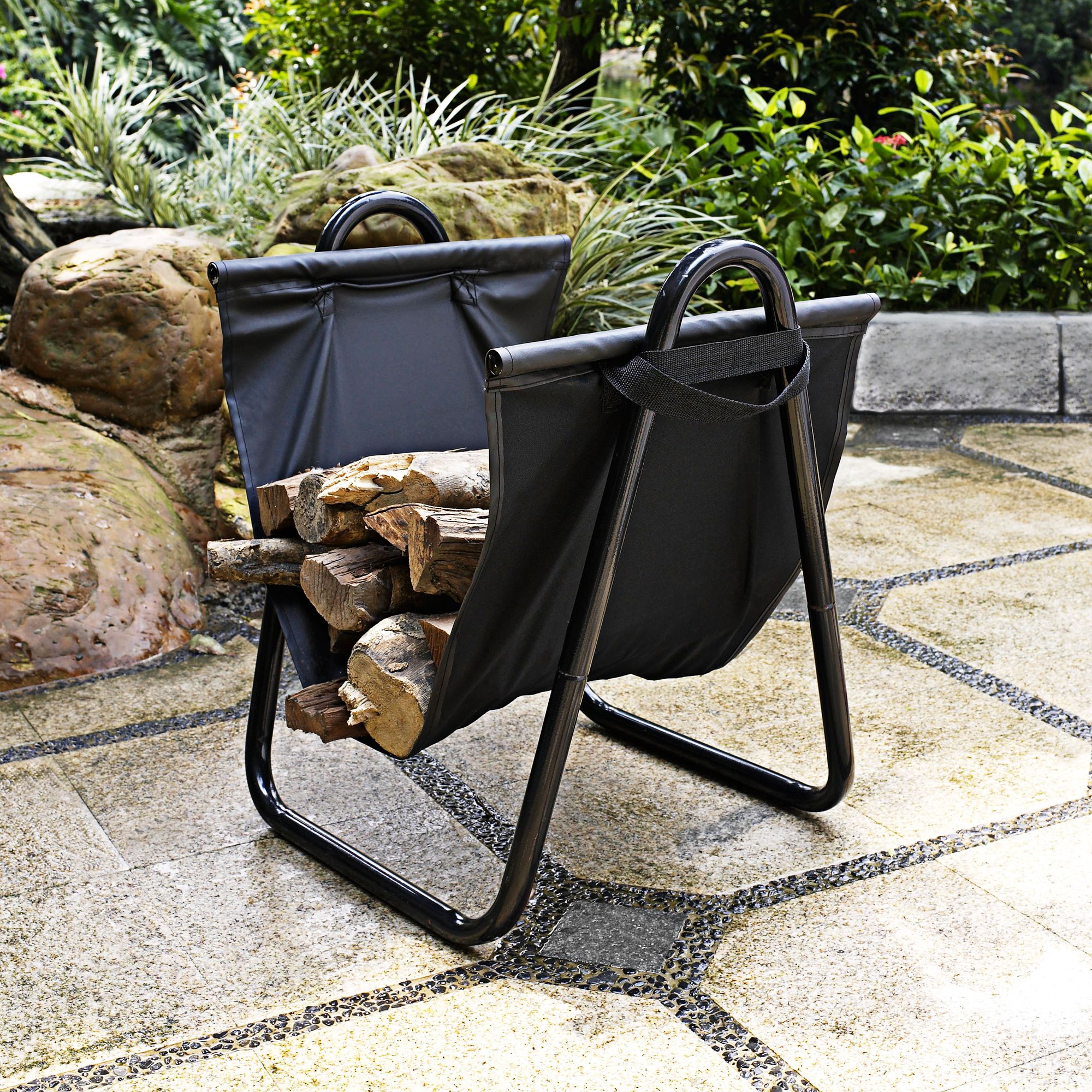 Logan Indoor-Outdoor Canvas and Steel Firewood Carrier Rack