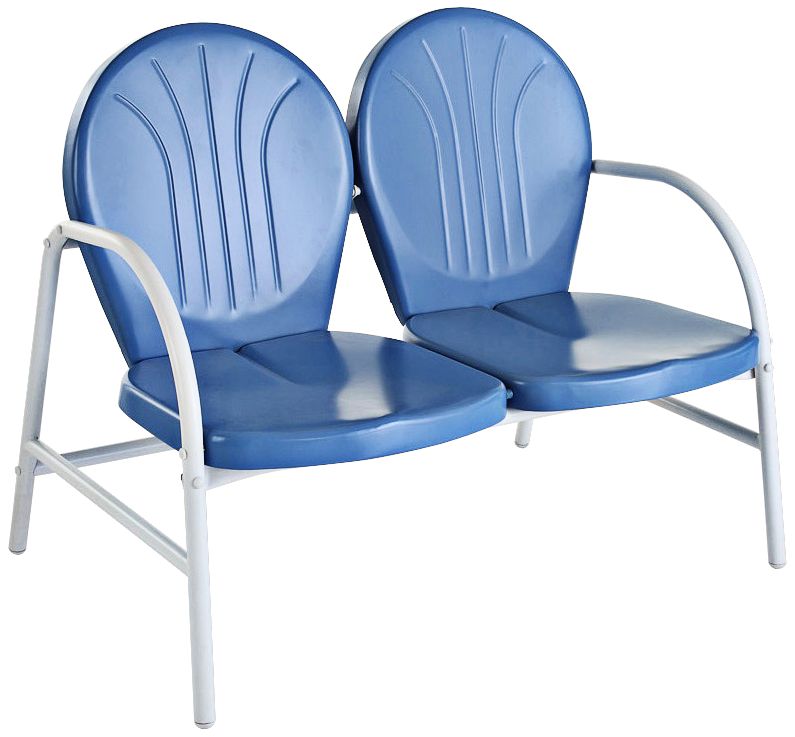 Griffith Nostalgic Sky Blue Metal Outdoor Loveseat